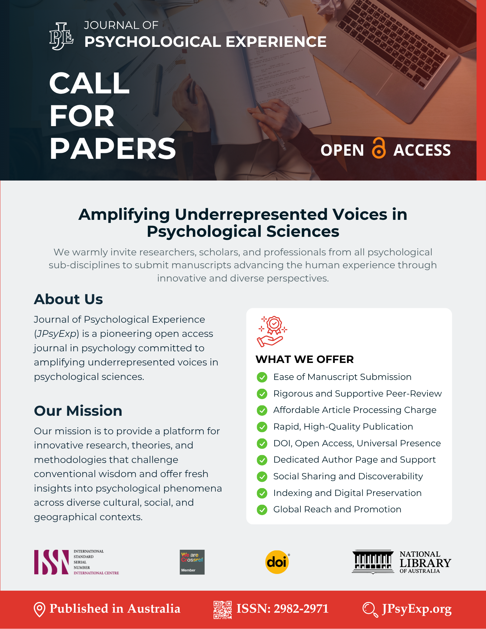 Call for Papers by Journal of Psychological Experience
